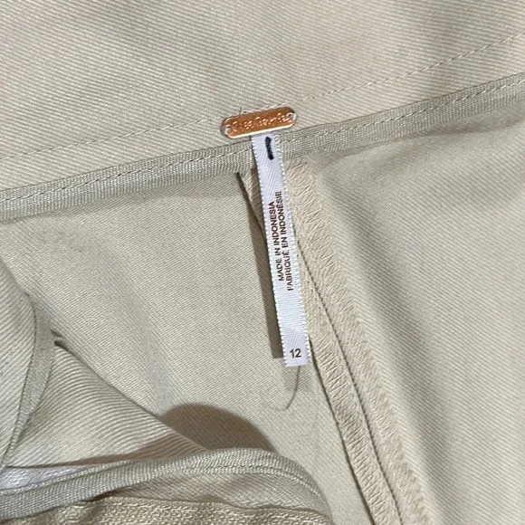 Free People High Rise Pia Dad Pleated Trouser Pants Size 12 Color Cream - Picture 9 of 10